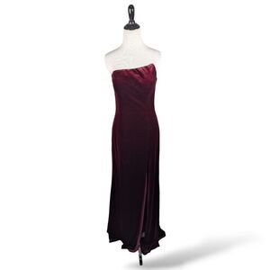 Betsy & Adam Dress Gown 8 Burgundy Velvet‎ Strapless Evening Vamp Dark Romantic